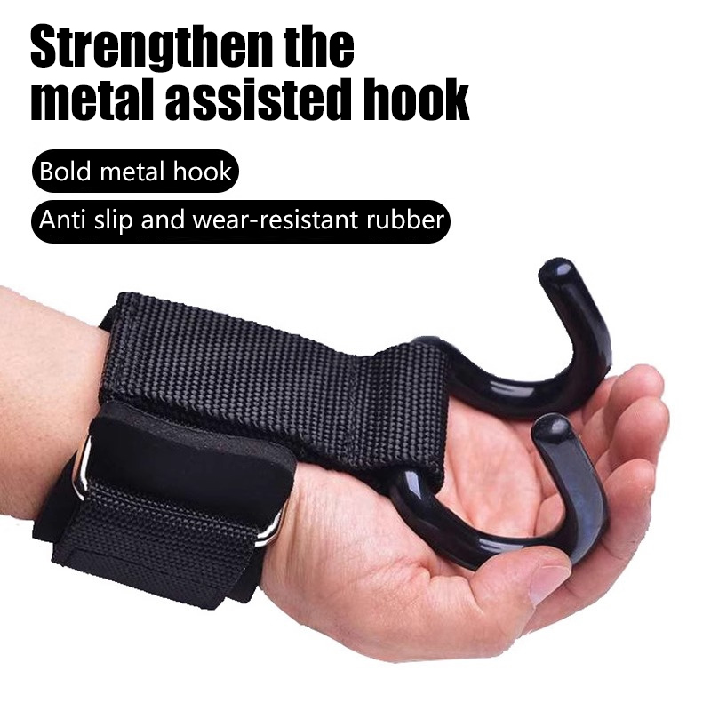 【F】2Pcs Weight Lifting Hooks H - Wrist Wraps Weightlifting Support ulasan dan harga